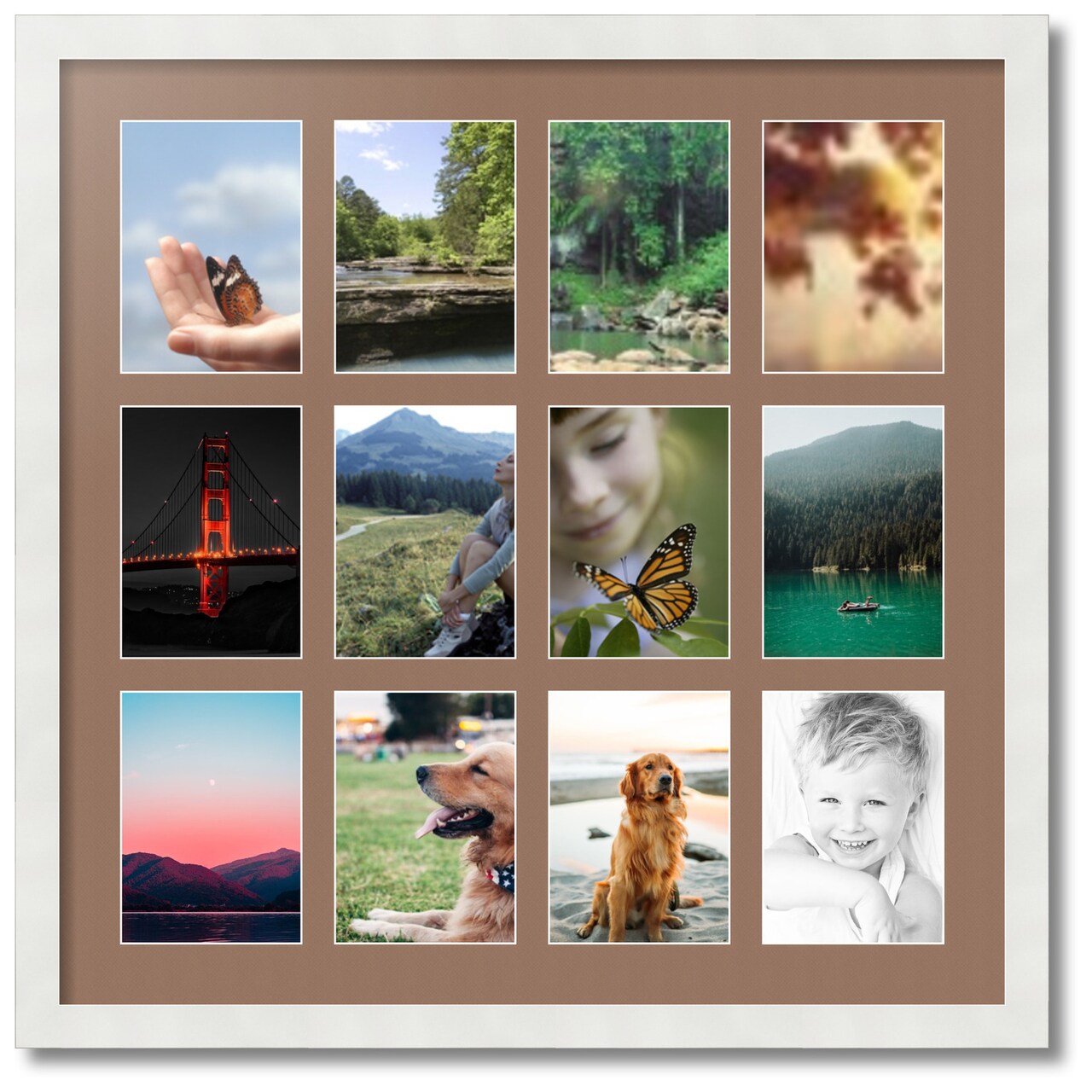 ArtToFrames Collage Photo Picture Frame with 12 - 5x7 inch Openings, Framed in White with Over 62 Mat Color Options and Plexi Glass (CSM-3966-229)